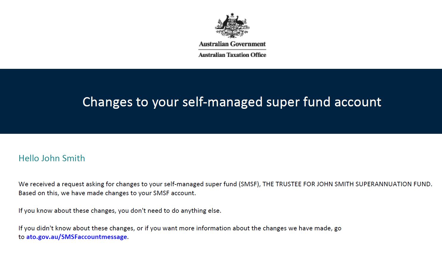 ATO SMSF change of details email